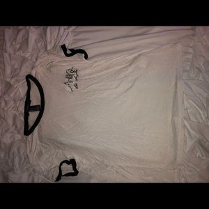 white t-shirt with los angles embroidered